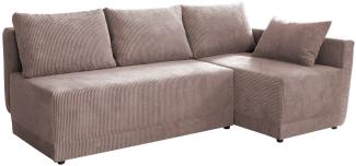 Ecksofa 'Zeles' Cord rosa Rechts