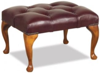 Casa Padrino Chesterfield Echtleder Hocker 60x40 x H. 45 cm - Luxus Möbel