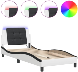vidaXL Bettgestell mit LED ohne Matratze "Zadar" Weiß und Schwarz 90x200 cm 3214088