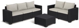Allibert California 3-teiliges Gartenmöbel Set | Wetterfeste Rattanoptik Loungeset für Outdoor
