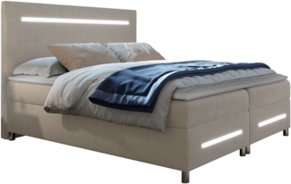 Boxspringbett Saziro LED, Natur, 140x200 cm