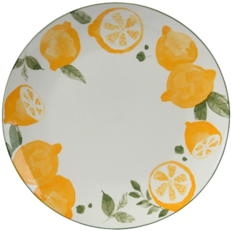 Decoris season decorations Teller, Teller 26cm Porzellan mit Zitronen Motiv Weiß / Gelb