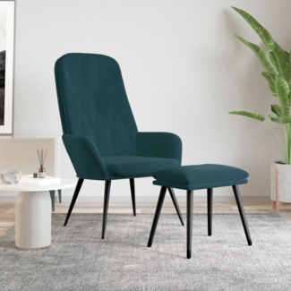 vidaXL Relaxsessel mit Hocker Blau Samt 3097629