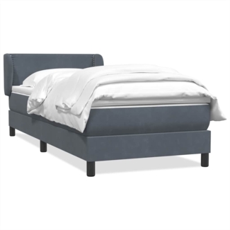 vidaXL Boxspringbett mit Matratze Dunkelgrau 80x220 cm Samt 3317464