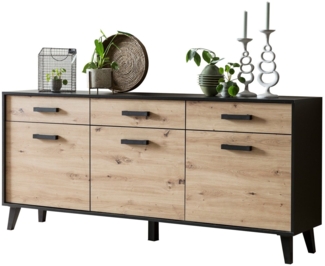 Sideboard Jaida 186x85x39 Anrichte Schwarz/Artisan 10103