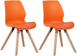 CLP 2er Set Stuhl Luna Kunststoff Stoff Samt Kunstleder,orange Kunststoff