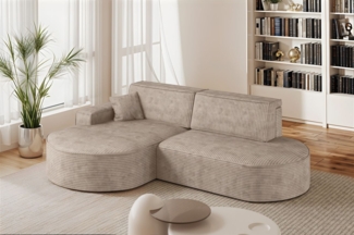 Ecksofa Schlafsofa Sofa VENEDIG Stoff Poso Beige Ottomane Links