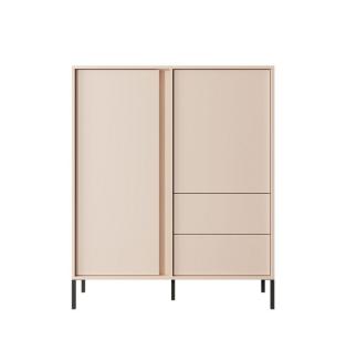 MOEBLO Kommode Calor A 2D2S Beige (in Option LED, Sideboard Wohnzimmer Kommode Schlafzimmer Komodenschrank Highboard), B 103,3 / H 123,4 / T 39,5 cm