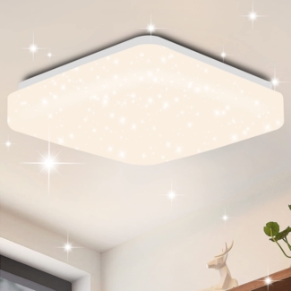 ZMH Deckenlampe LED Deckenleuchte Schlafzimmer - 21cm Schlafzimmerlampe Sternenhimmel 15W Flurlampe Quadratisch Küchenlampe Neutralweiß Küche Deckenbeleuchtung Sternendekor für Flur Kinderzimmer
