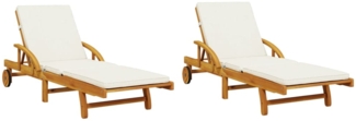 vidaXL Sonnenliegen 2 Stk. mit Auflagen 200x68x83 cm Massivholz Akazie 3206372