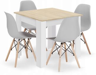 Valora SET QUADRATISCHER TISCH 80X80 Sonoma Eiche + 4 Osaka Stühle Grau x4