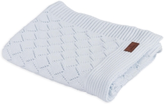 Strickdecke Alma - Hellblau 80x105 cm Kinder Decke Lochstrickmuster