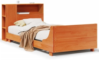 vidaXL Massivholzbett ohne Matratze Wachsbraun 100x200 Kiefernholz 3323667