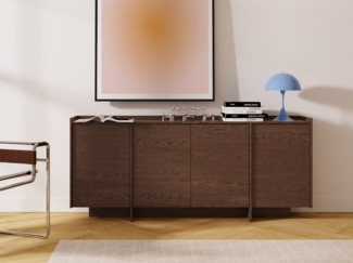 Beautysofa Kommode JUNI mit 4 Türen (Push-to-Open-Funktion, im Japandi-Stil), Breite: 200 cm