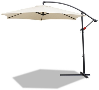Clanmacy Sonnenschirm Gartenschirm 350cm, Ampelschirm mit Ständer 360° Funktion UV Beige, LxB: 350x350 cm, Stabiler knickbar/für Garten, Balkon, Terasse/Sonnenschutz