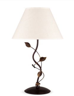 Helios Leuchten LED Tischleuchte Florentiner Tischlampe im Landhausstil Stoffschirm Leinen, für Nachttisch Schreibtisch Sideboard, LED wechselbar, handgefertigter Artikel