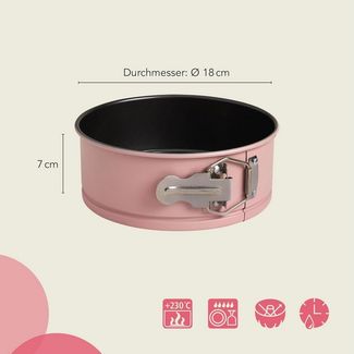 wenco Mini-Springform, 18 cm Durchmesser, ideal für kleine Kuchen, hochwertige Antihaftbeschichtung, aus robustem Stahl, hitzebeständig, in stilvollem Rosa, leicht zu reinigen