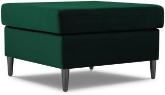 Micadoni Samtstoff Pouf Hocker Moghan | Bezug Bottle Green | Beinfarbe Black Chrome Metal