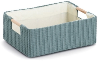 Zeller Present Aufbewahrungskorb, Baumwolle/Polyester/Holz, salbei, ca. 27 x 19 x 10 cm