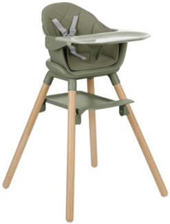 Kikkaboo Kinderhochstuhl Woody 3 in 1 Holzbeine Kinderstuhl Fußstütze Tablett grün