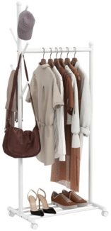 BlingBin Kleiderständer Garderobenständer mit Kleiderstange, 5 Haken und 4 Rolle, (1er Set, 1 St, 68 x 43 x 171 cm), Garderobe aus Metall, für Schlafzimmer, Waschküche