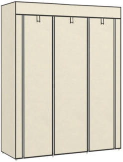 MC Star Stoffschrank Kleiderschrank mit Kleiderstangen, 8 Ebenen, Faltschrank (Faltbare Garderobe für Schlafzimmer, Flur, Vliesstoff, Cremeweiß, 125 x 43 x 162,5 cm)