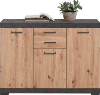FMD Möbel - BRISTOL 3 - Kommode m. 3 Türen u. 2 SK - melaminharzbeschichtete Spanplatte - Matera / Artisan Oak - 120 x 89,9 x 34,9cm