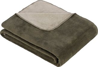 Ibena 'Dublin' Wohndecke, Jacquard khaki / oliv, 150 x 200 cm