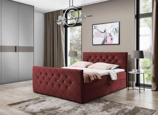 Boxspringbett Schlafzimmerbett EIVOR 120x200 cm Bordeaux inkl. Bettkasten