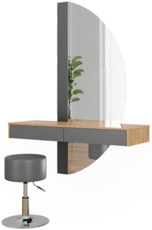 Vicco Schminktisch Grau 120 cm mit Beleuchtung und Hocker, Melisa