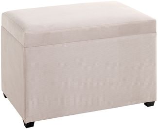 Sitztruhe >54945< in creme, MDF, Textilgewebe Cord - 58x42x39cm (BxHxT)