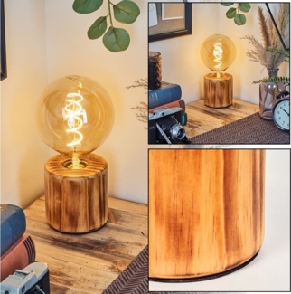hofstein Tischleuchte Tischlampe aus Holz in Naturfarben, mit Schalter am Kabel, ohne Leuchtmittel, moderne Leuchte im skandinavischen/Boho-Design, Höhe 10 cm, E27