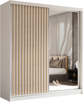 AX LIVING Cabinio Kleiderschrank Weiß Artisan mit Spiegel 200 cm breit