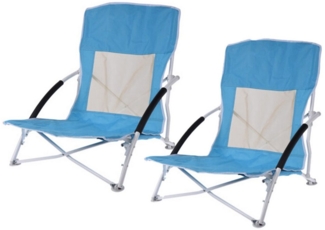 Koopman Faltstuhl Faltstuhl Campingstuhl Niedrig Gartenstuhl Tragetasche Klappbar (1 St), 2er Set Blau, gepolsterte Armlehnen, Tragetasche, Rückennetz
