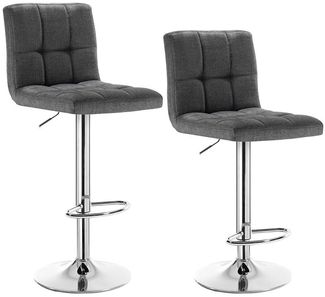 Stilvoller Barhocker 2er-Set aus Leinen & Metallbeinen dunkelgrau
