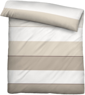 biberna Mako-Satin Bettwäsche 0615210 BLOCKSTREIFEN, kitt, 1x 155x220 cm + 1x 80x80 cm