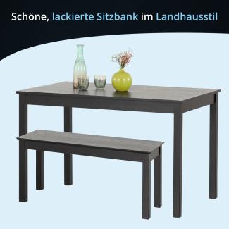 KHG 3-teiliges Set 2x Holzbank mit 1xTisch Sitzbank Flur Garderobenbank Schuhbank 101 x 45 x 32 cm - Kiefer Holz Massiv bis 100 kg belastbar - Landhausstil schwarz lackiert