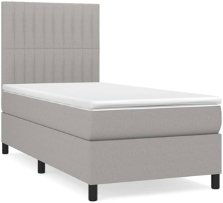 vidaXL Boxspringbett mit Matratze Hellgrau 90x200 cm Stoff, Härtegrad: H2 [3141905]