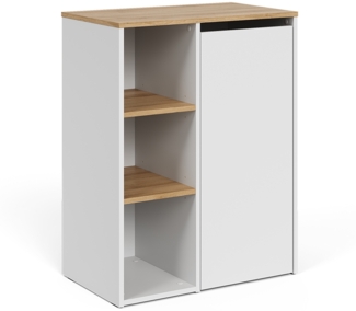 Badschrank Viktor Weiß/Artisan 68 x 88.2 cm mit offenen Regalen und Wäschekorb Vicco