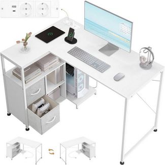 Woltu Schreibtisch (1-St), Eckschreibtisch, L-Form, Gaming Tisch mit Regal umkehrbar, 120x80 cm