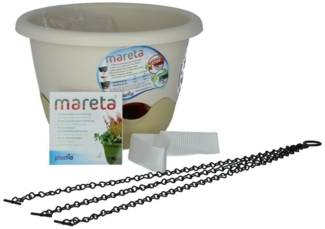 PLASTIA Blumentopf Mareta 25 elfenbein / weiß mit Erdbewässerung