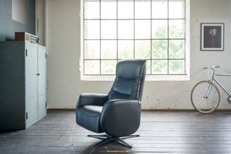 KAWOLA Sessel SARI Relaxsessel drehbar Leder schwarz 108 x 89 x 77 cm