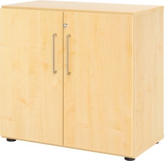 bümö Aktenschrank abschließbar, Büroschrank Holz 80cm breit in Ahorn - abschließbarer Schrank mit Aktenregal für's Büro & Arbeitszimmer, Büro Möbel Ordnerschrank mit Schloss, 928T2-3-3-BS