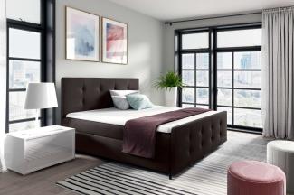99rooms Primo Boxspringbett 200x200 cm Kunstleder SOFT Braun