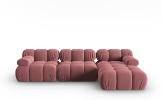 Micadoni Modulares Ecksofa Bellis 4-Sitzer Rechts Samtstoff Rosa