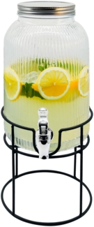 Adler AD 6742 Getränkespender Glas 4L mit Ständer & Ersatzhahn - Rillendesign