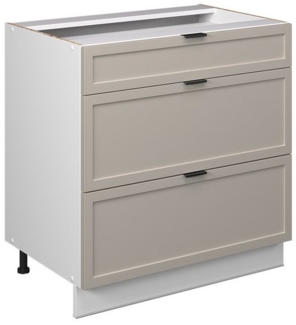 Vicco Küchenunterschrank Fame-Line, GrauBeige, 80 cm mit 3 Schubladen, ohne Arbeitsplatte