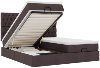 vidaXL Ottoman-Bett mit Matratzen & LEDs Dunkelbraun 180x200 cm Stoff 3314565