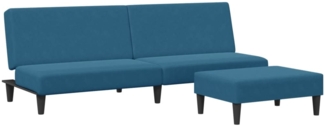 vidaXL Schlafsofa 2-Sitzer mit Fußhocker Blau Samt 3216230