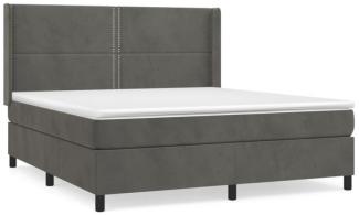 vidaXL Boxspringbett mit Matratze Dunkelgrau 160x200 cm Samt 3132628